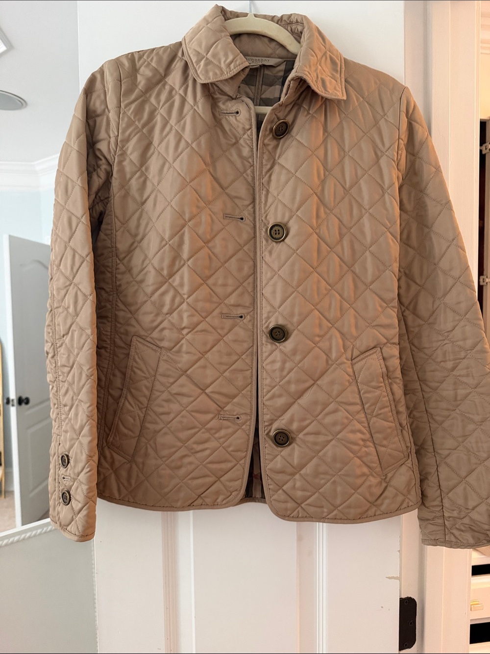 Burberry Quilted Shirt Jacket in Beige